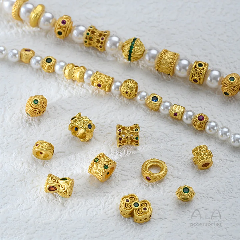 

Colored Zirconium Meteorite Surface Cylindrical Bead Spacer Wheel Bead Large Hole Spacer DIY String Jewelry Accessories