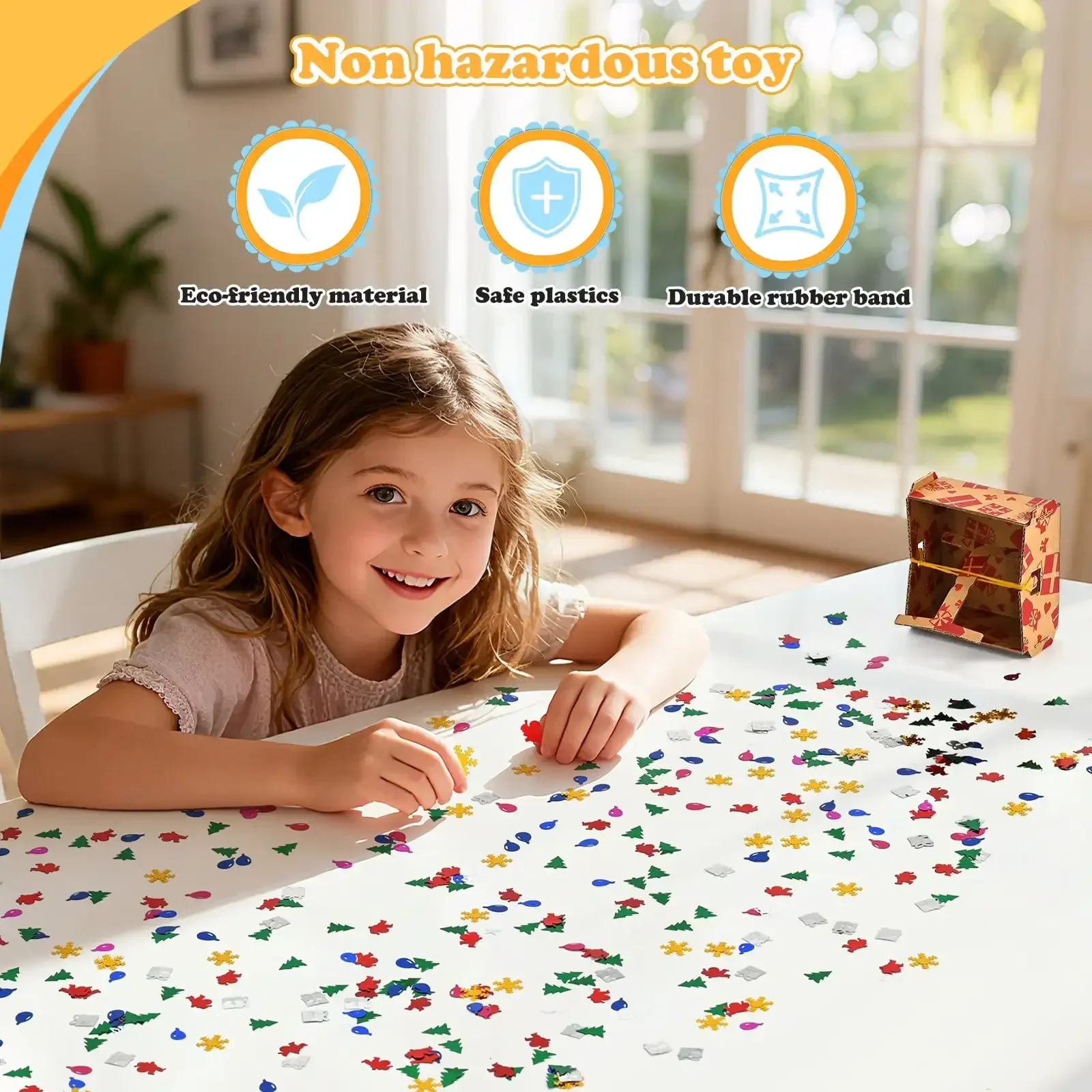 Confetti Surprise Box, Christmas Themed Party Kit - Kids' Birthday Gift & Christmas Present for Ages 4+