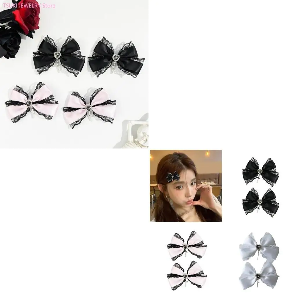 

62KE Bows Stylish Female Hair SlideTrendy Girls Hair Clip Mature Ladies Hair Barrette