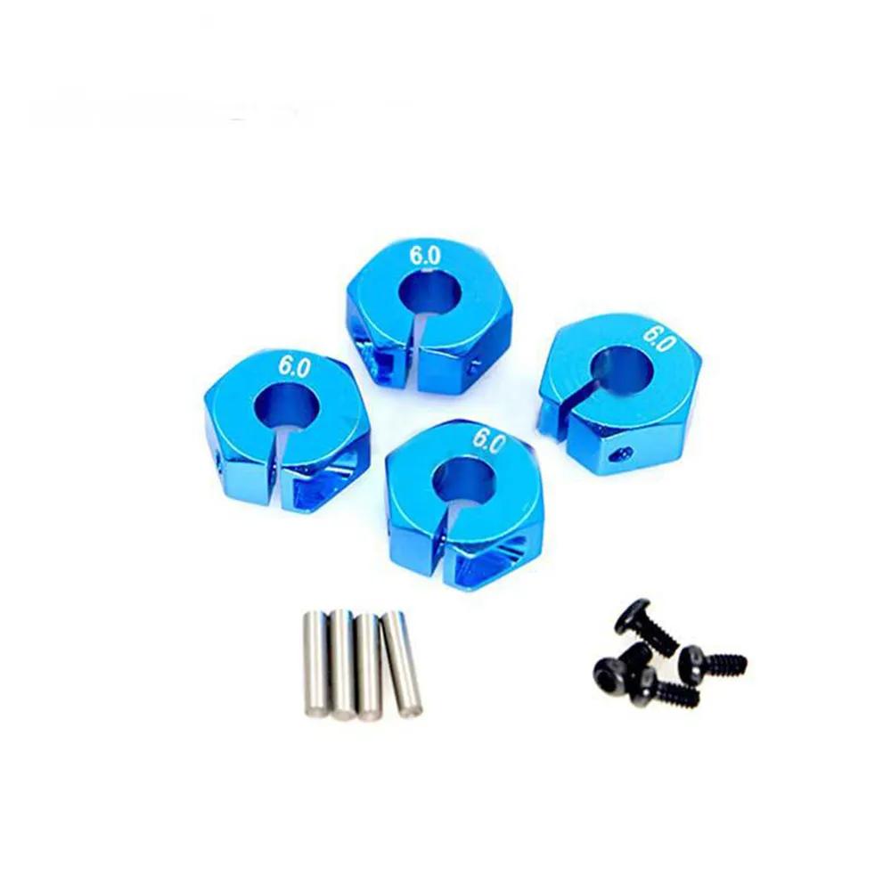 4Pcs Metal CNC 12MM Wheel Hub Drive Adapter Coupling, RC Car Upgrade Spare Parts for HSP 94123 RC Off-road Vehicle