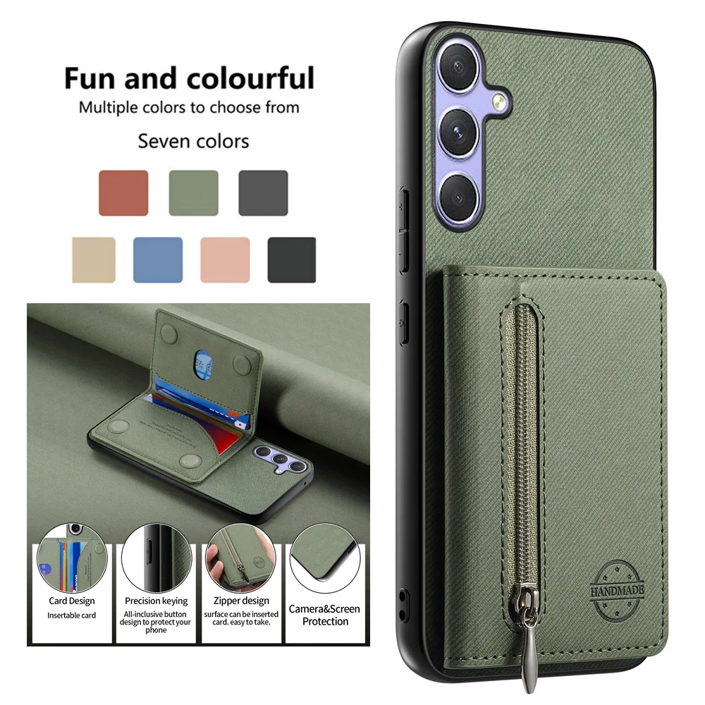 A17 A07 A56 A36 A16 4G 5G Casing Mewah Dompet Kartu Kulit RFID Coque untuk Samsung Galaxy A56 A55 A35 A25 A15 A05 A54 A34 A24 Etui