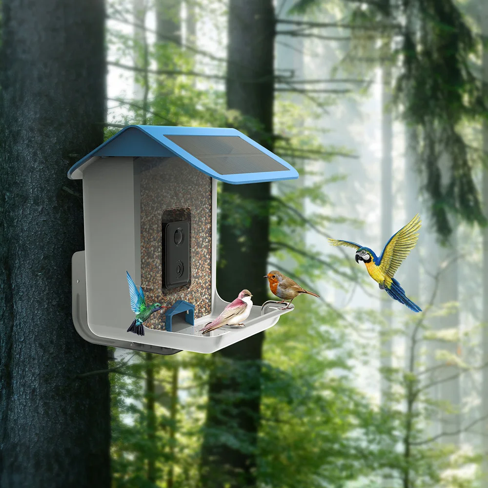 Smart Bird Feeder with Camera for Outside Bird Watching Feeder Camera AI Recognizes Bird Species with Solar Powered