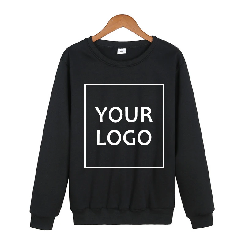 Custom Printing Sweatshirts for Men Women Spring Fall Fleece Lined Pullovers Tops Casual Long Sleeve Solid Color Streetwear