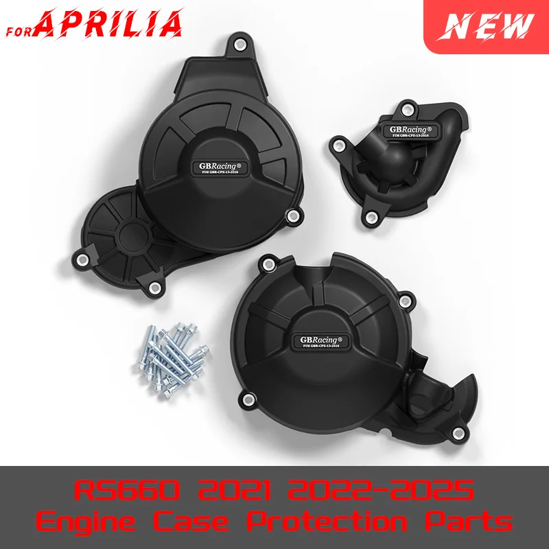 

Комплект вторичных крышек двигателя для APRILIA RS 660 2021-2025: крышка насоса, крышка сцепления, крышка генератора, комплект обмоток. Оригинал GBRacing