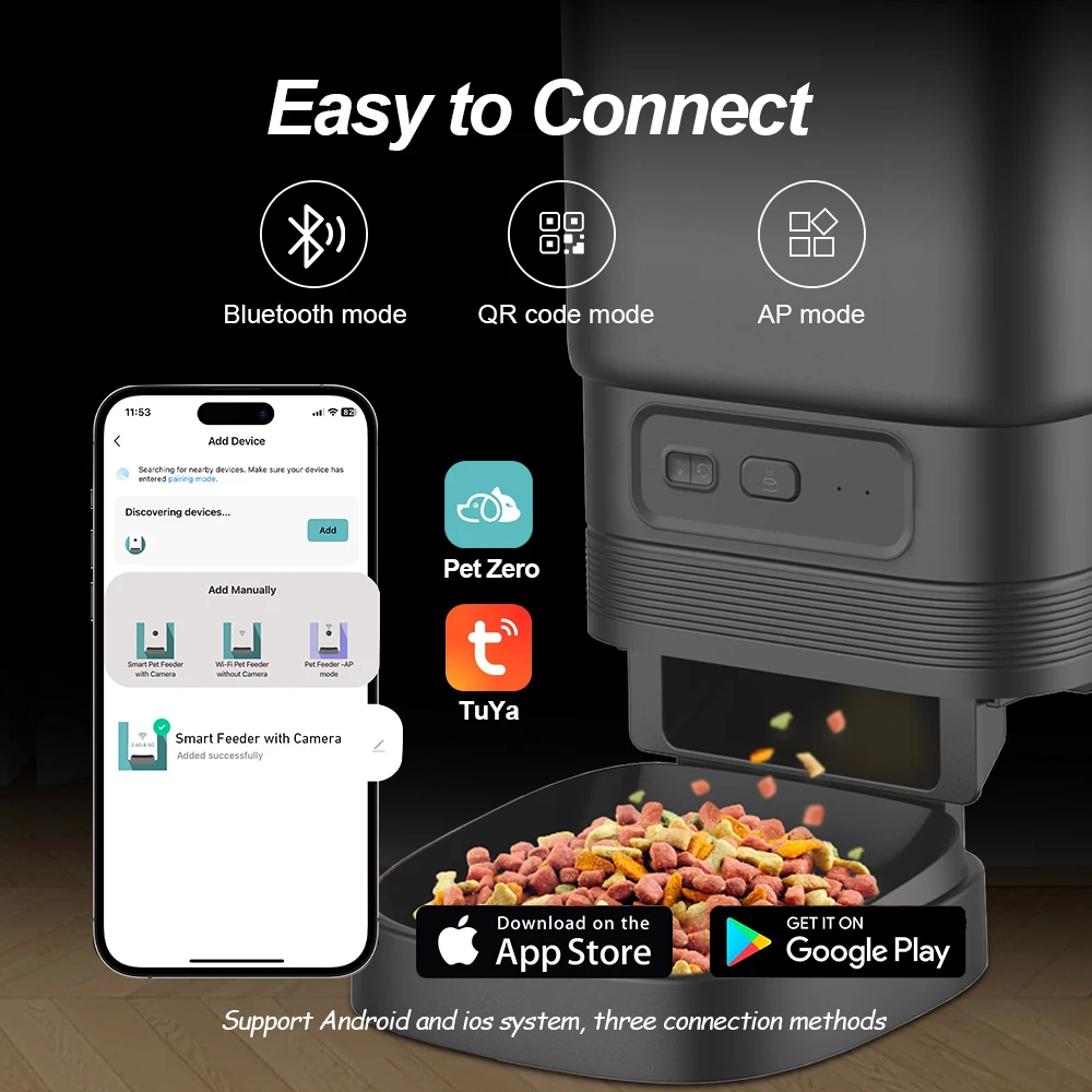 Mangiatoia automatica per cani gatto 5G WiFi Smart Cat Feeder Impostazione del tempo di alimentazione per animali domestici Cani Gatti Cibo