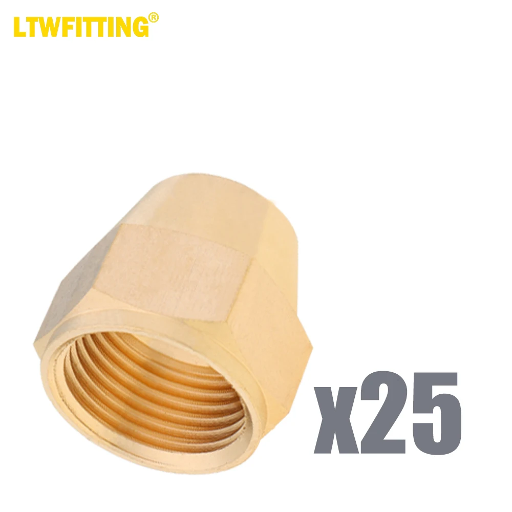 

LTWFITTING Brass 5/8" OD Short SAE 45 Deg Flare Nut,Brass Flare Tube Fitting(Pack of 25)