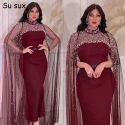 Dubai Abaya Luxury Mesh Beading Muslim Dresses For Women Evening Party Kaftan Elegant Modest Maxi Dress Vestidos Marocain Femme