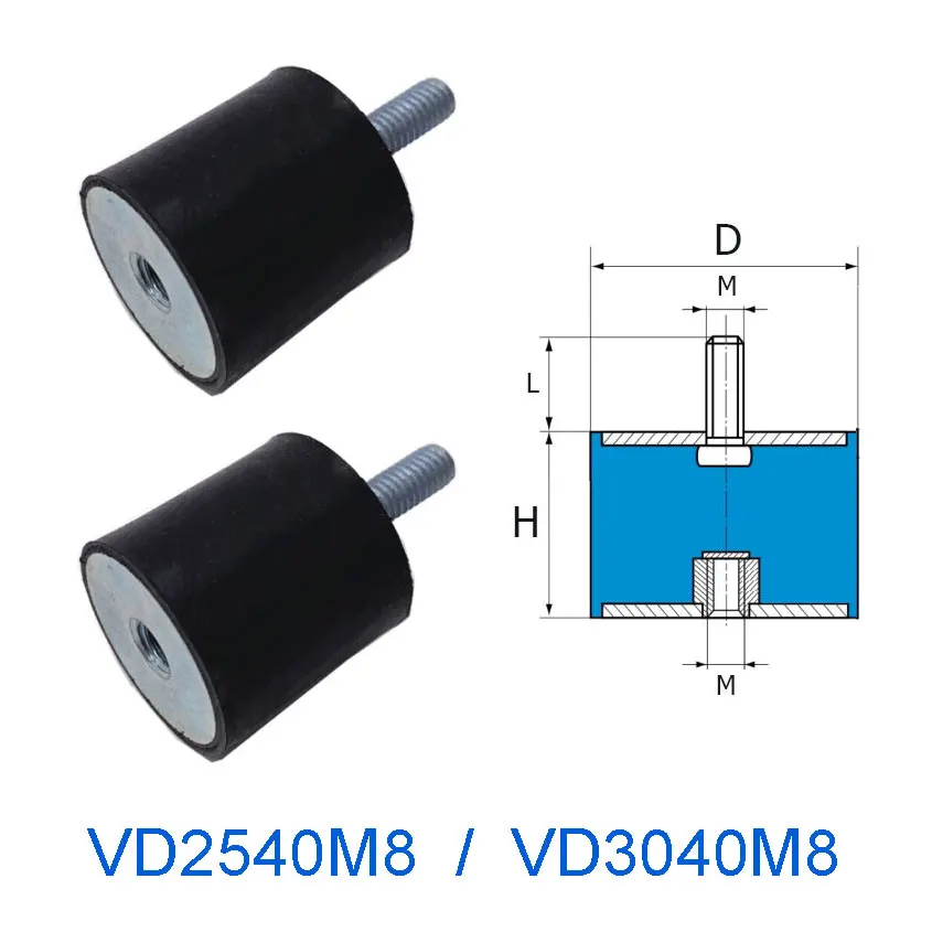 2Pcs Männlichen Zu Weiblichen Gewinde Gummi Stoßdämpfer D 25/30mm H 40 mm Crash Pad Dämpfer Anti Vibration isolation Montieren