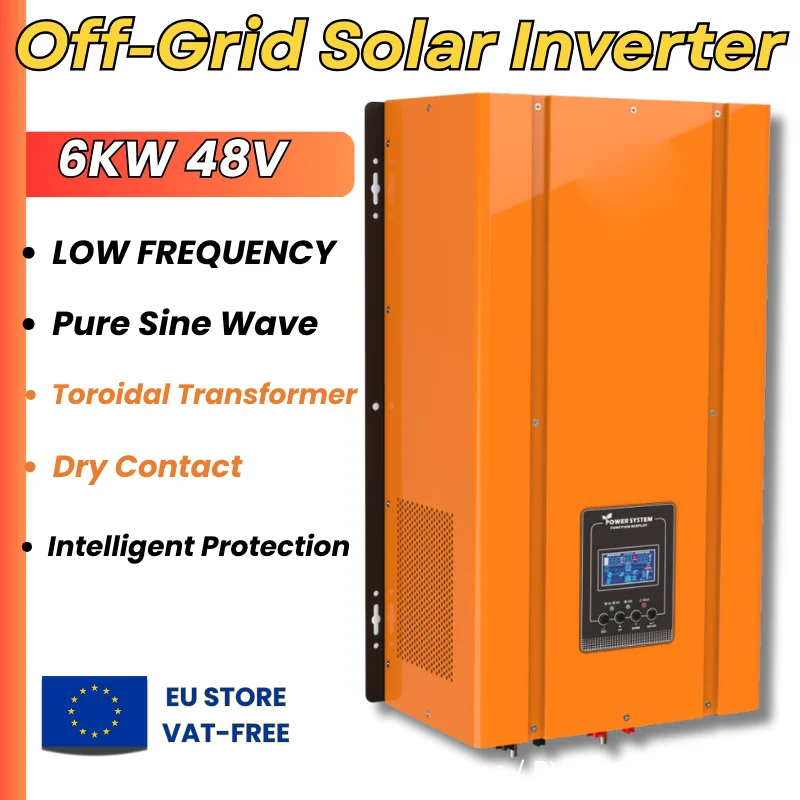 6000W Low Frequency Pure Sine Wave Inverter Charger 48V DC to 220V AC | Off-Grid Power Inverter with Toroidal Transformer & Dry
