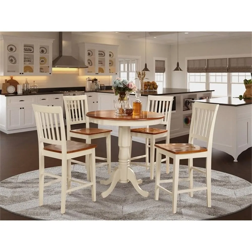 5 Piece Counter Height Dining Set Includes A Round Dining Table with Pedestal and 4 Kitchen Chairs, Customized