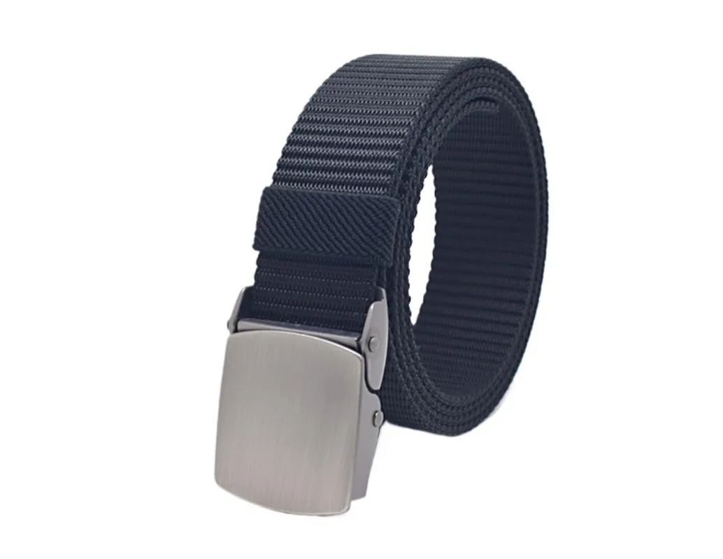 Ceinture en toile pour hommes, nylon noir, extérieur, métal, structure automatique, décontracté, tout match, luxe, mâle, vente en gros, nouvelle mode