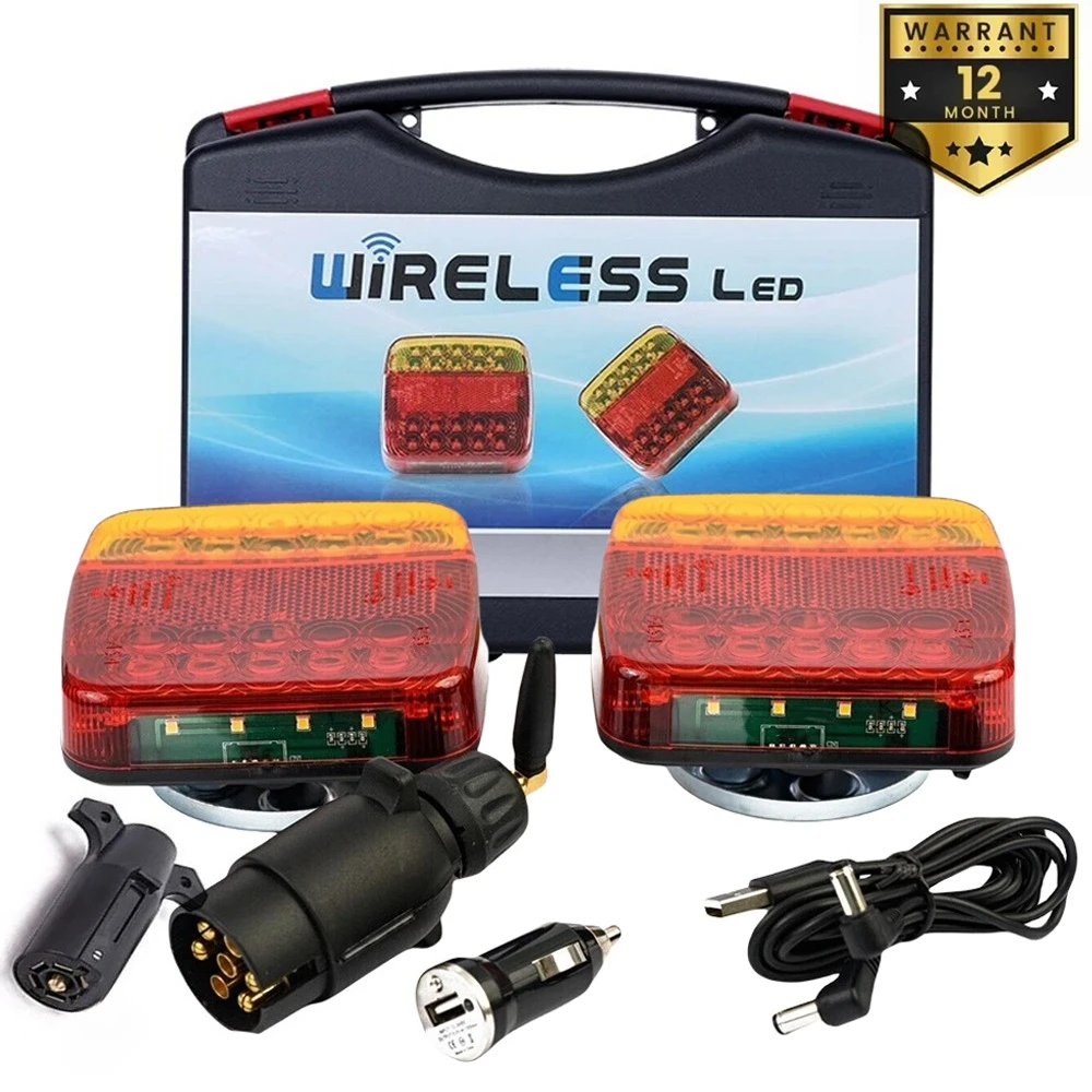 

1 Set 12V 24V Wireless Magnetic LED Truck Tail Light Rear Light Signal Warning Brake Light Trailer Caravan Camper Waterproof