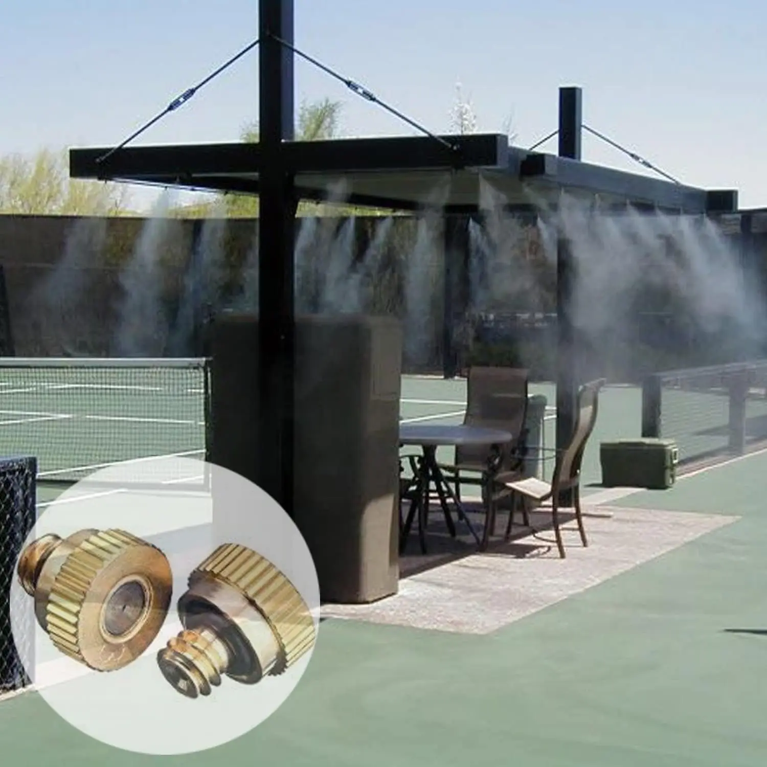 20 قطعة من فوهات مستر النحاس للتغشية في الفناء الخارجي، نظام تبريد الرذاذ، رأس بديل مضاد للرذاذ، خرطوم 1/4 للحديقة