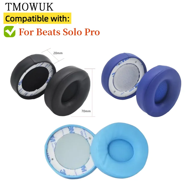 Амбушюры для наушников Beats Solo Pro, сменные кожаные подушечки, высококачественные пенопластовые подушечки