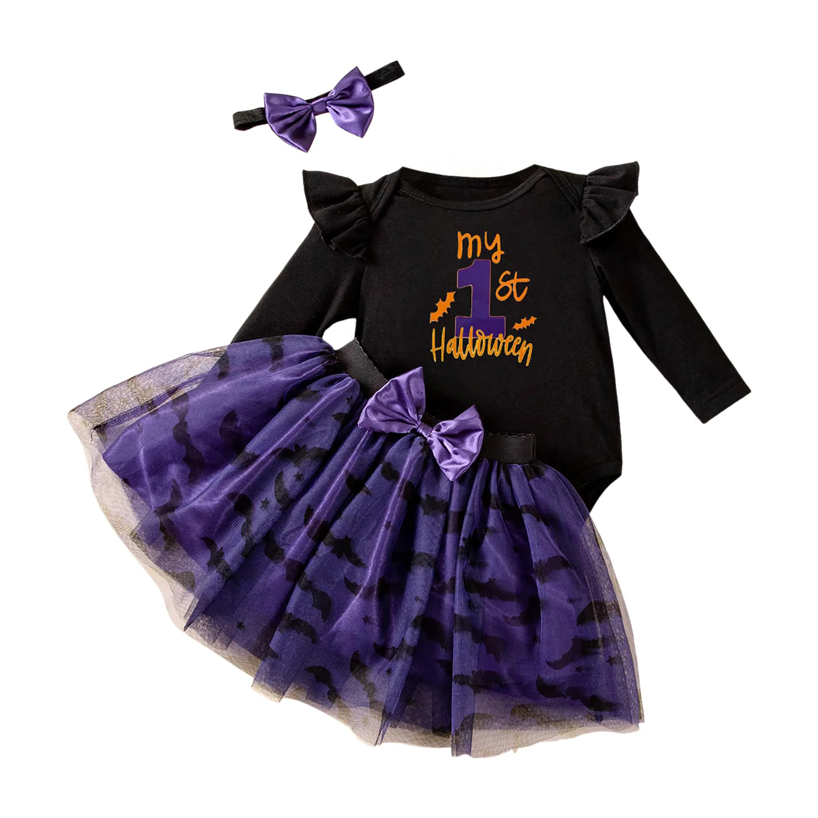 

Girly Baby Clothes My First Halloween Outfit For Baby Girl Pumpkin Bodysuit And Tutu Skirt With Bow Plain Baby Clothes Bulk