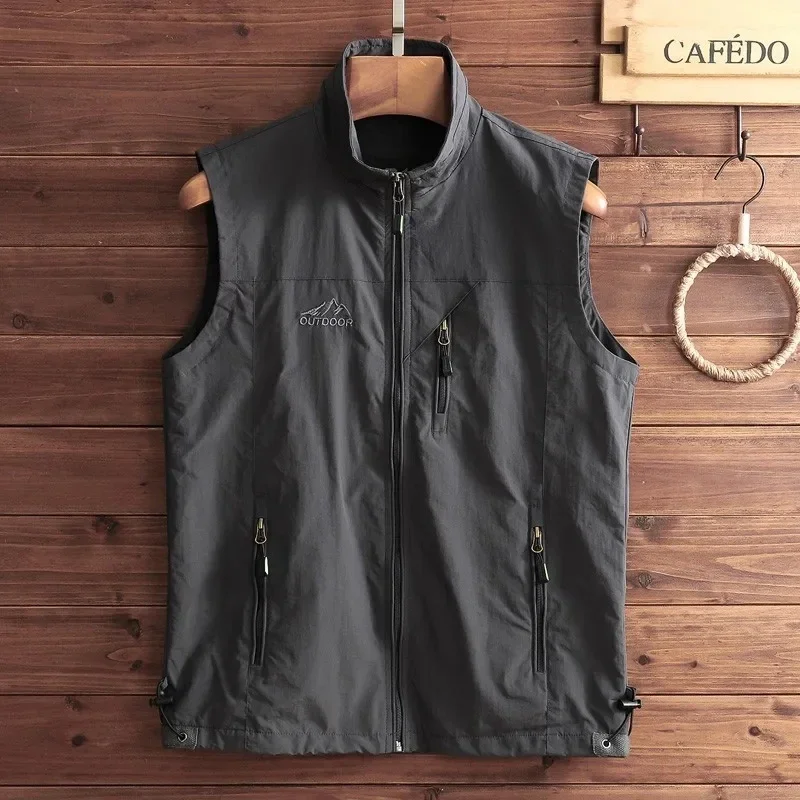 Men's vest jacket in vest, top with camisole shoulder, high-end, light luxury, spring and autumn, two sided casual stand up coll