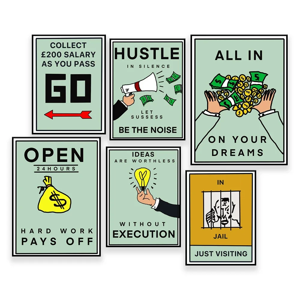 Inspirational Art Prints, Monopoly Art, Office, Home Housewarming Gifts