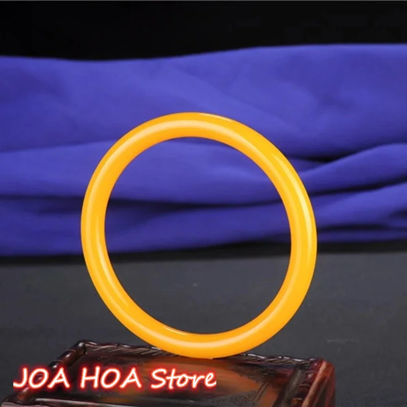 Natural Orange Yellow Hand Carved Round Jade Bracelet Fashion Boutique Jewelry Men's And Women's Accessories