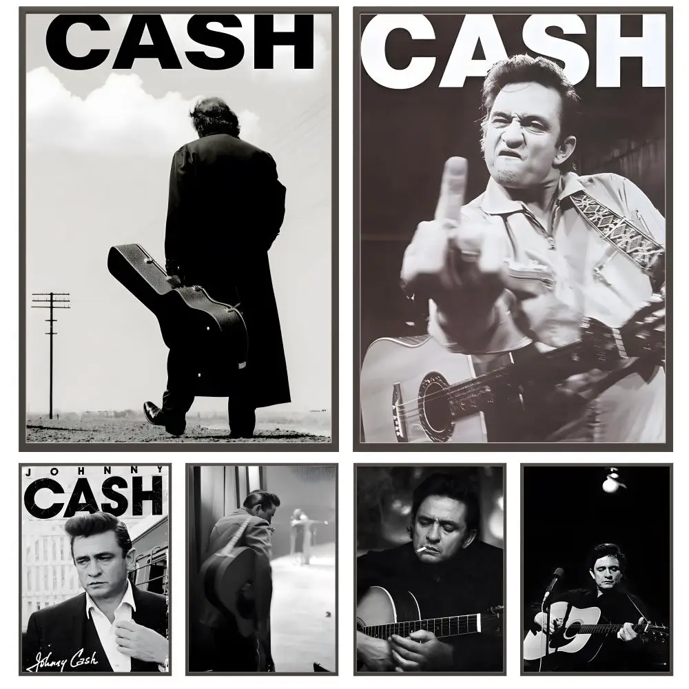 Music American Singer J-Johnny Cash Poster Versatile HD Waterproof Wall Art Self-Adhesive Decor for Any Space Ideal Gift