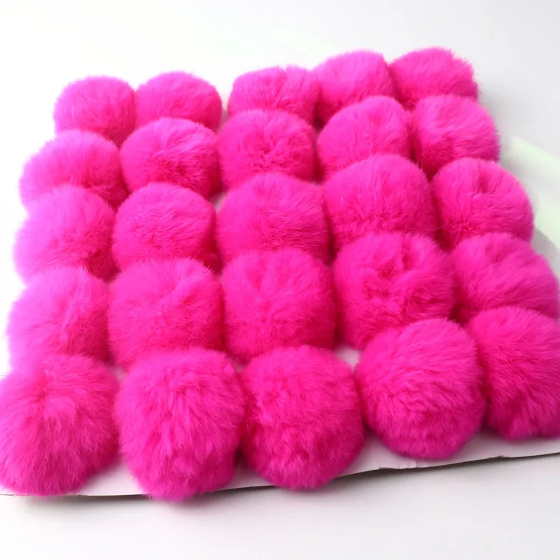 8Cm Solid Rex Rabbit Pompom for Keychain Bag Hat and Scarf Diy Handmade Material Wholesale Retail Color Support Mixed 1/20Pcs