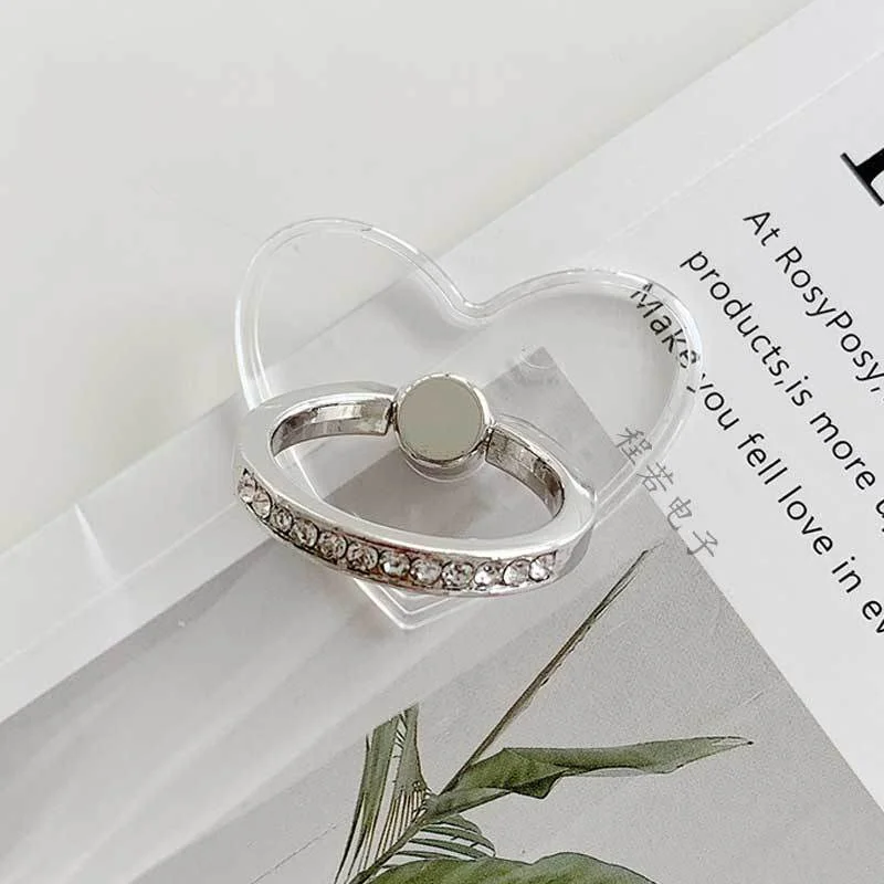 Cell Phone Ring Holder Stand Diamond Transparent Finger Grip Clear 360° Degree Rotatable For Cellphone Support Mount Accessory