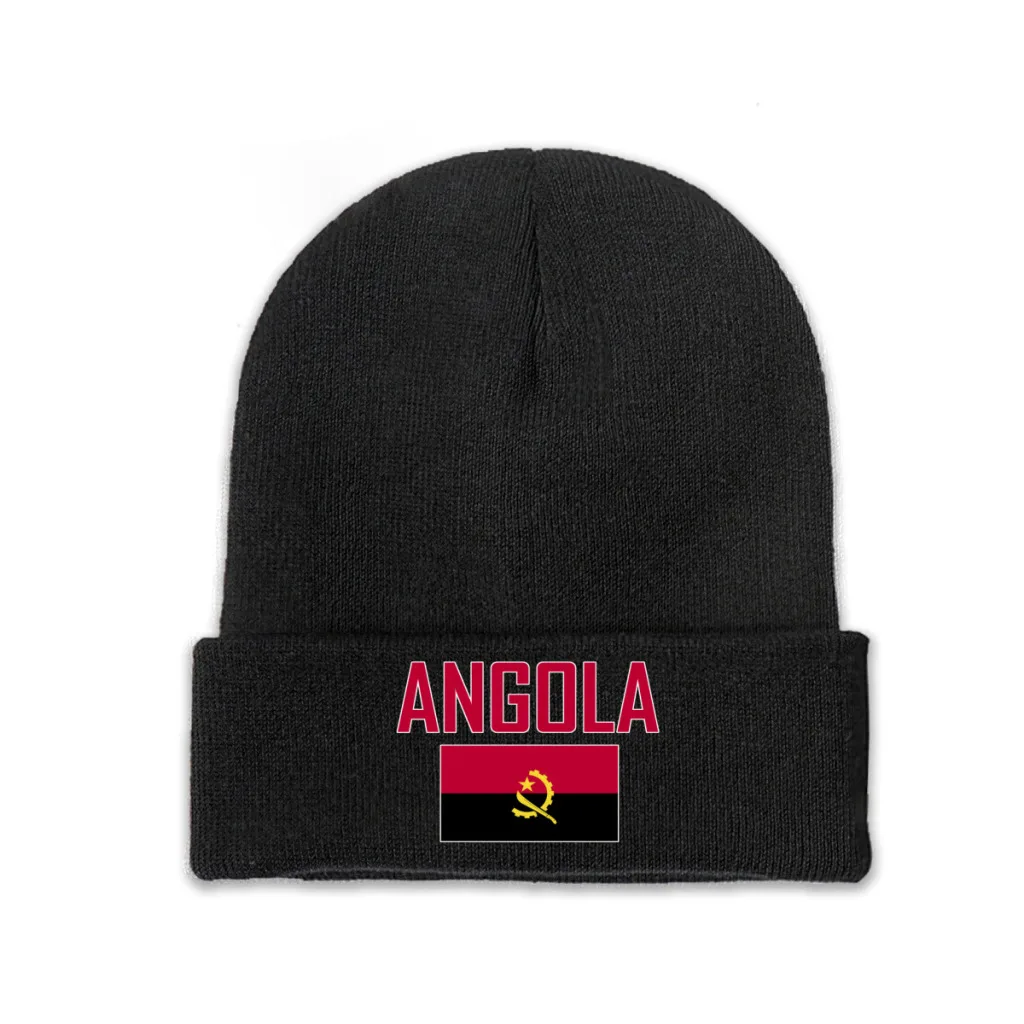 ANGOLA Country Flag Top Print Men Women Unisex Knitted Hat Winter Autumn Beanie Cap Warm Bonnet