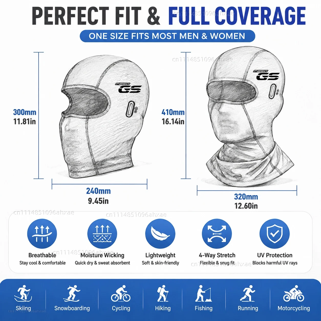 For BMW F850GS ADVENTURE F850GS 2018-2022 2019 2020 2021 Motorcycle Balaclava Summer Glasses Face Breathable Hole Winter Warm view 2