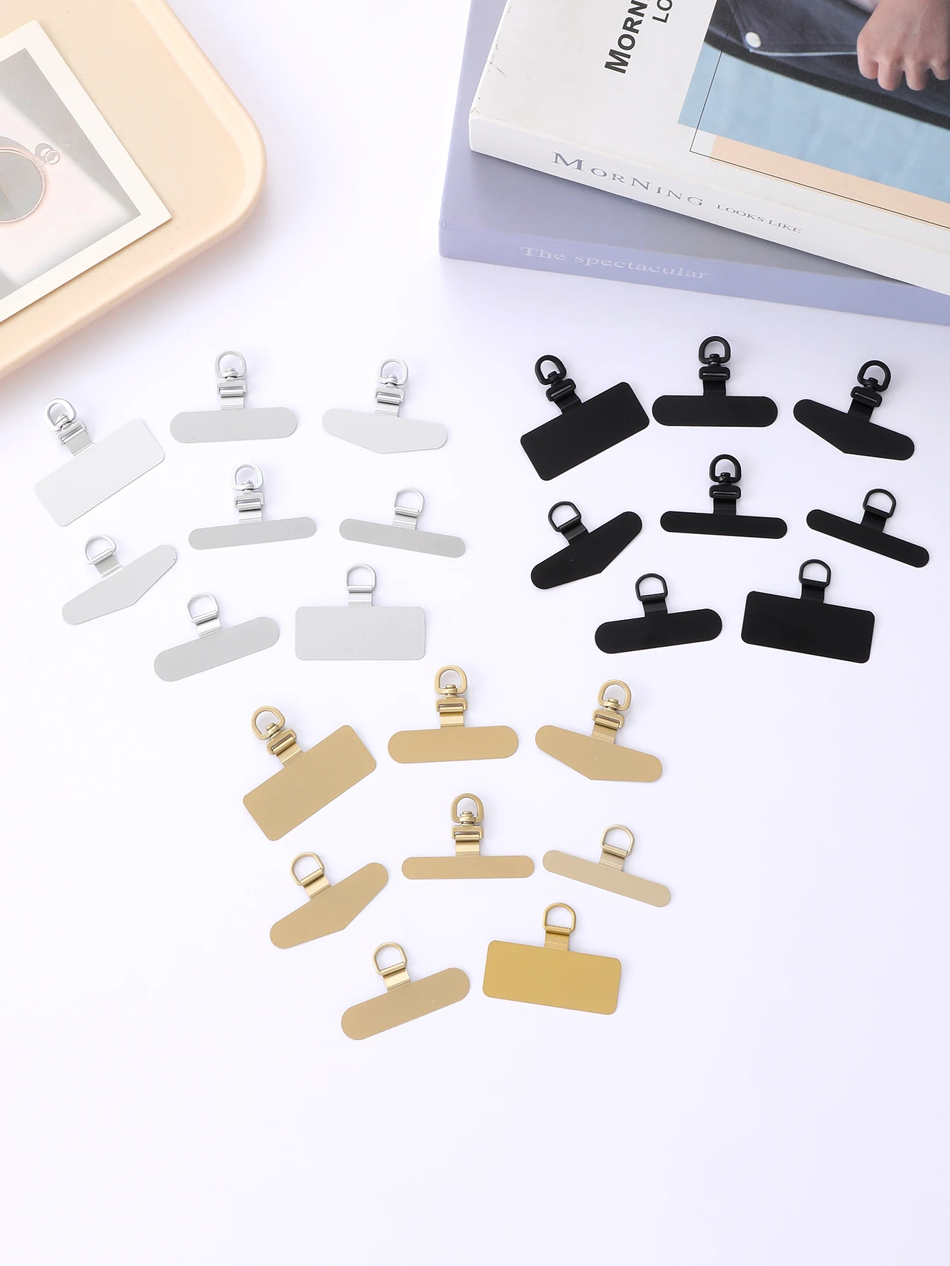 

New Mobile Phone Pad Metal Stainless Steel Card 360 Degree Rotatable Clip Anti Loss Mobile Phone Lanyard Pad