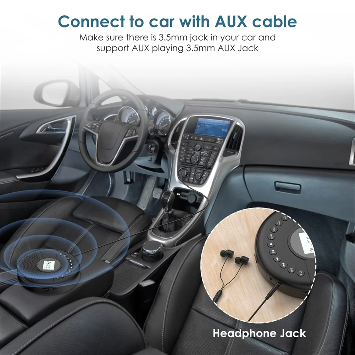 Reliable-CD Player Portable, Bluetooth CD Player with Dual Speaker, Rechargeable Walkman with Headphone AUX Cable for Car-ABDQ