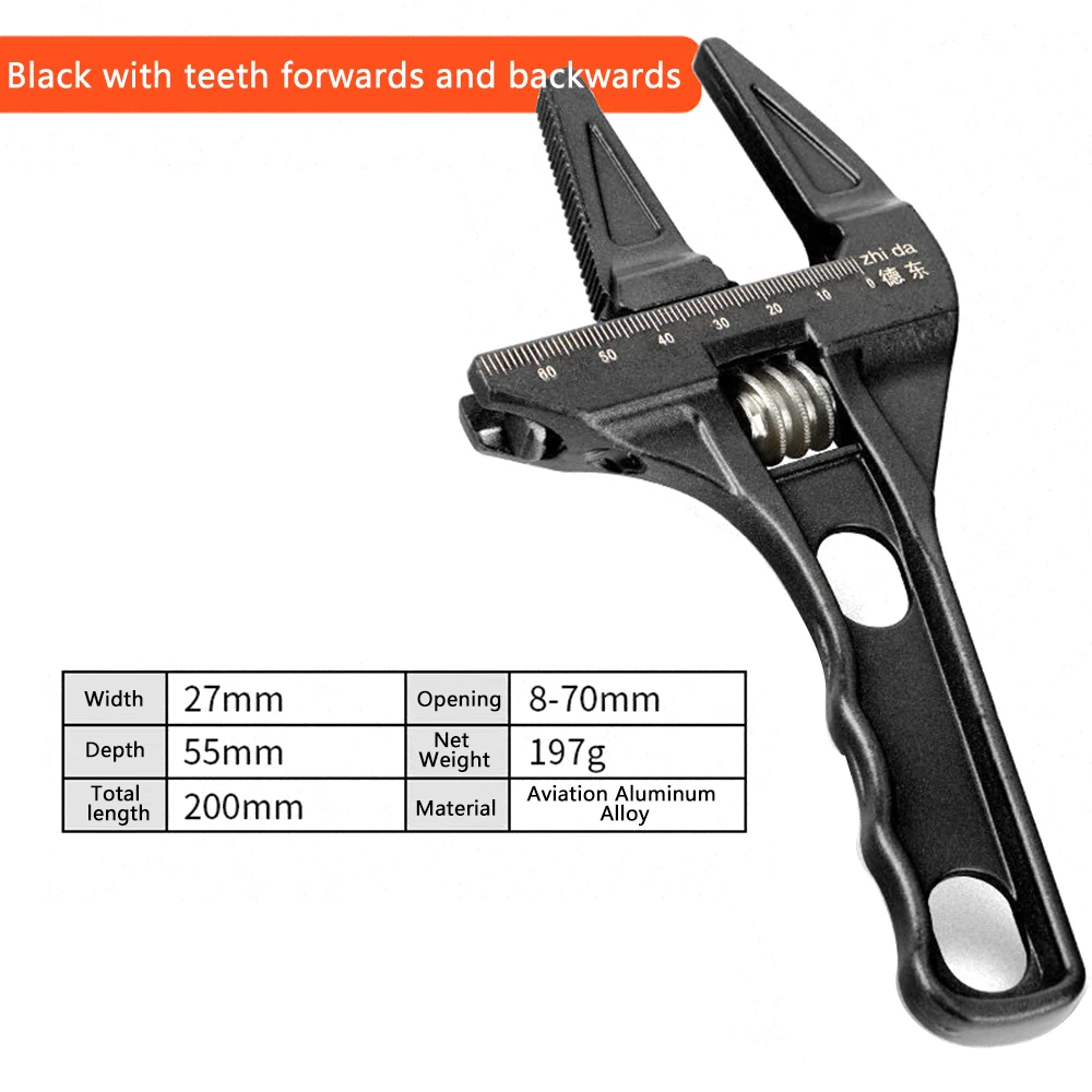 6-68mm Adjustable Wrench Universal Monkey Spanner Multi-function Plumbing Hand Tools Nut Sink Wrench Bathroom Spanner Hand Tools