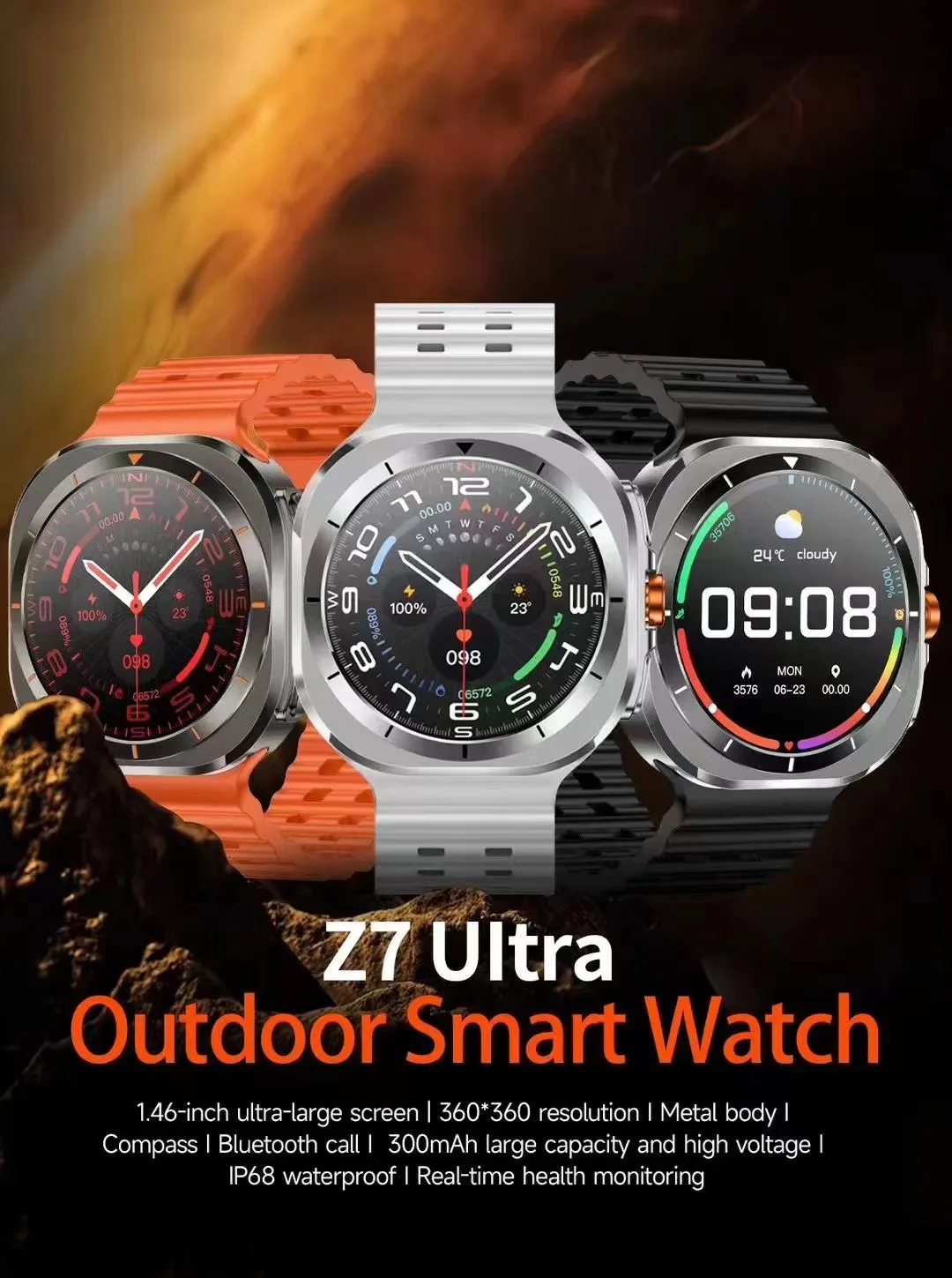 Z7 Ultra Smart Watch Men Outdoor Sport 1.46inch Large Screen Bluetooth Call Health Monitoring Fitness Tracker Z7Ultra Smartwatch