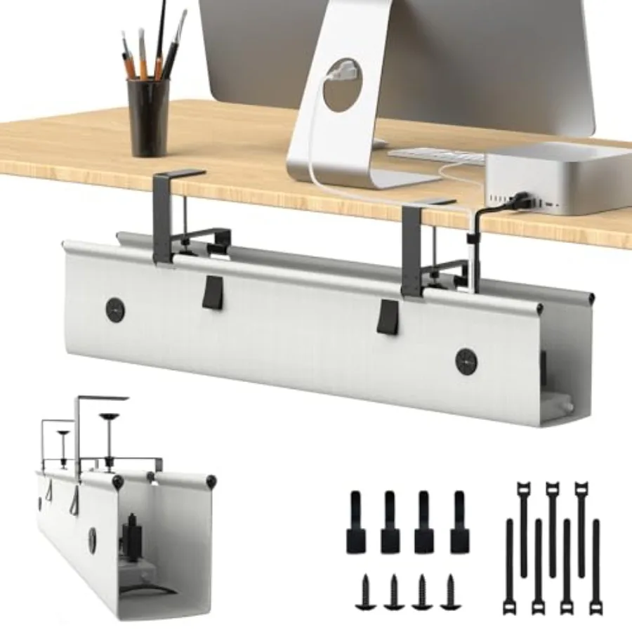 

Органайзер для кабелей под столом без сверления, с усиленным основанием против провисания, тканевый лоток для скрытия проводов для стоячей работы