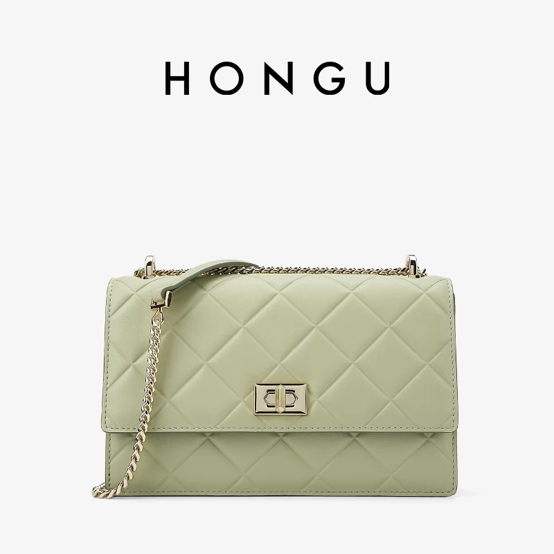 

HONGU Crossbody Bag for Women Split Cowhide Leather 2025 Fashion Chain Armpit Square Bag Solid Office Lady Envelope Bag H5174813