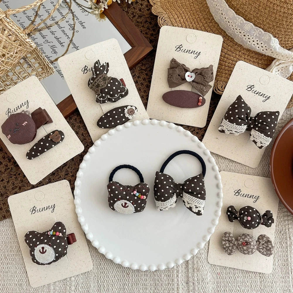 

Cartoon Bear Hair Clips for Girls Handmade Hairpins Baby Side Clip Cute Kids Hair Accessories Korean Hair Tie Girl Hair Holder