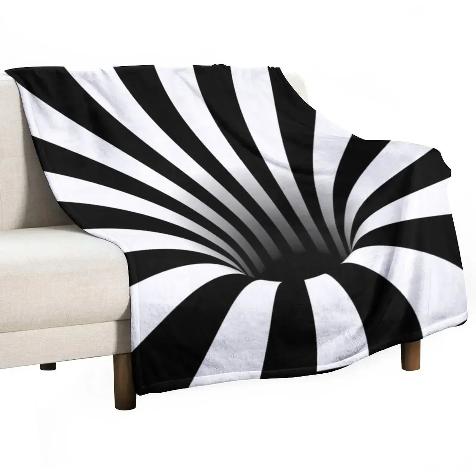 Optical Illusion Black Hole Lines (Black/White) Throw Blanket Furrys funny gift Soft Beds For Sofa Thin Blankets