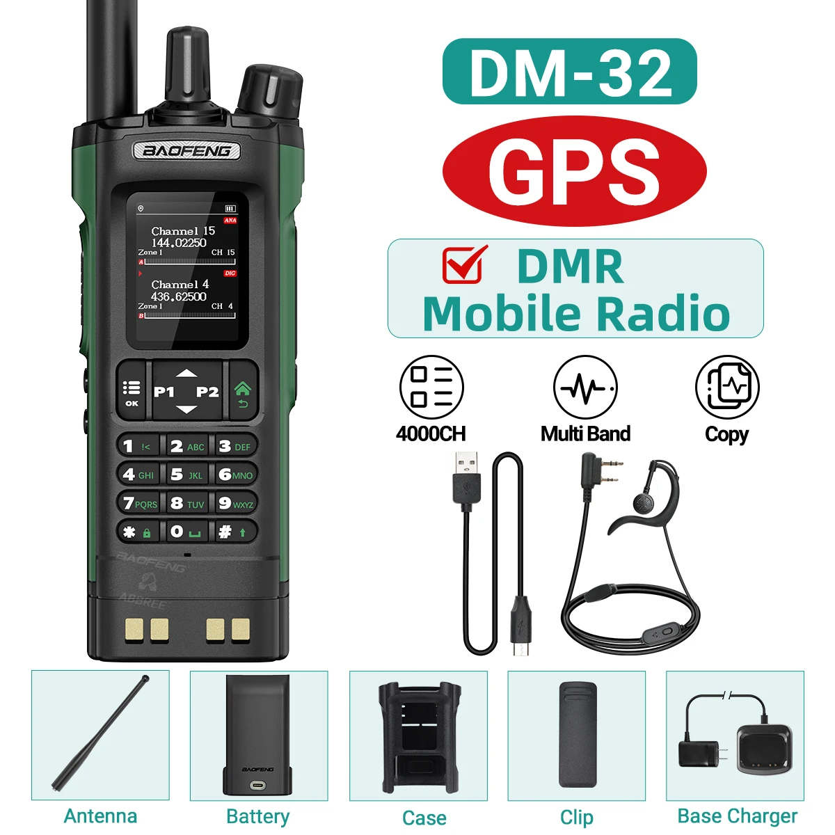 Baofeng DMR DM-32 Digitales Walkie-Talkie GPS Dual Mode Analog TDMA Dual Time Slot AM FM APRS Digitaler Anruf Amateurfunk DM-1701 UV-32