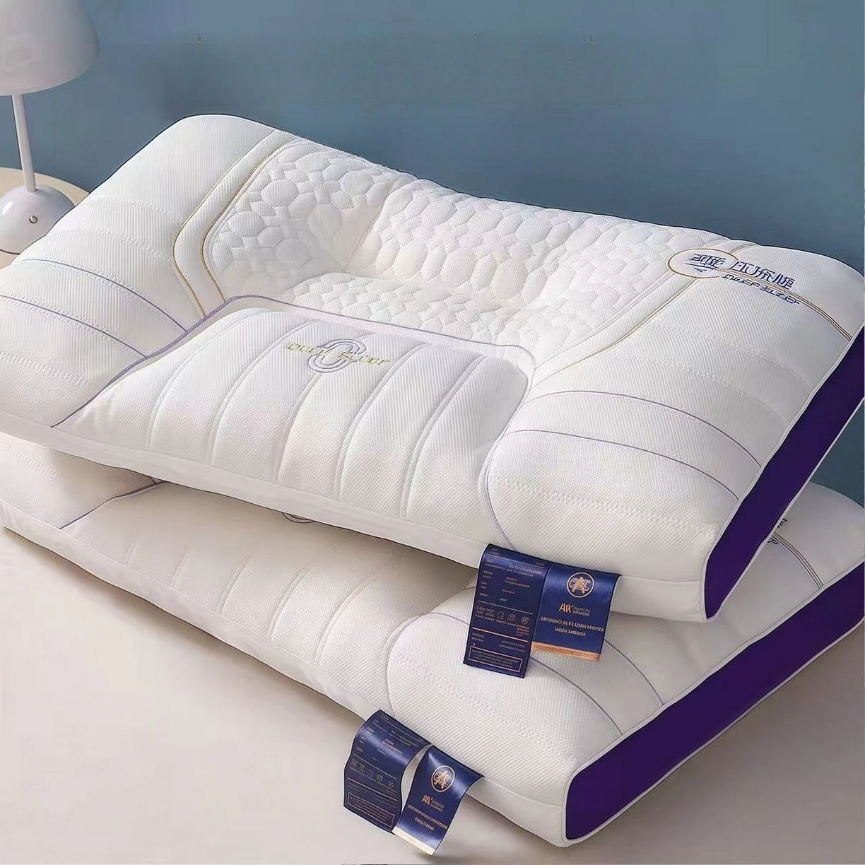 Zero Pressure Cloud Pillow Ergonomic Cervical Neck Support Orthopedic Sleeping Pillow for Home Hotel Travel Breathable Comfort