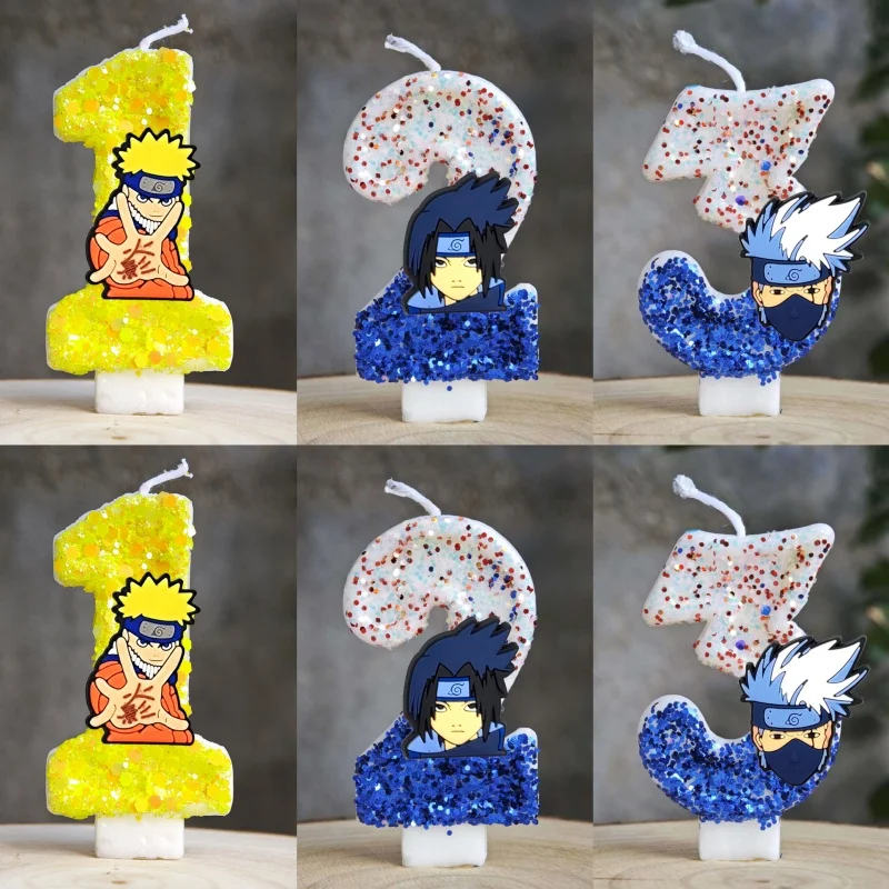 Naruto Thema Geburtstag Nummer 0-9 Kerze Kinder Thema Kuchen Dekorationen Kinder Baby Dusche Kerzen Party Geschenke liefert