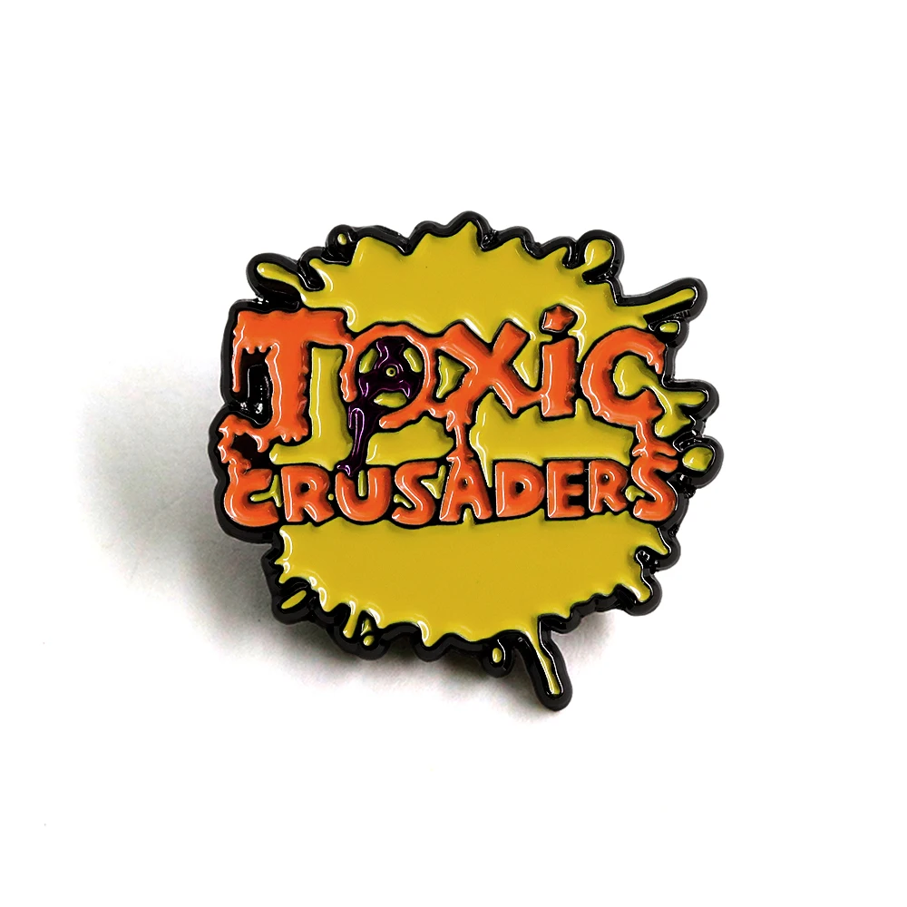Classic Animated Toxic Crusaders Logo Brooch Creative Explosion Circular Badge Anime Peripheral Enamel Pin Bag Decoration Gift