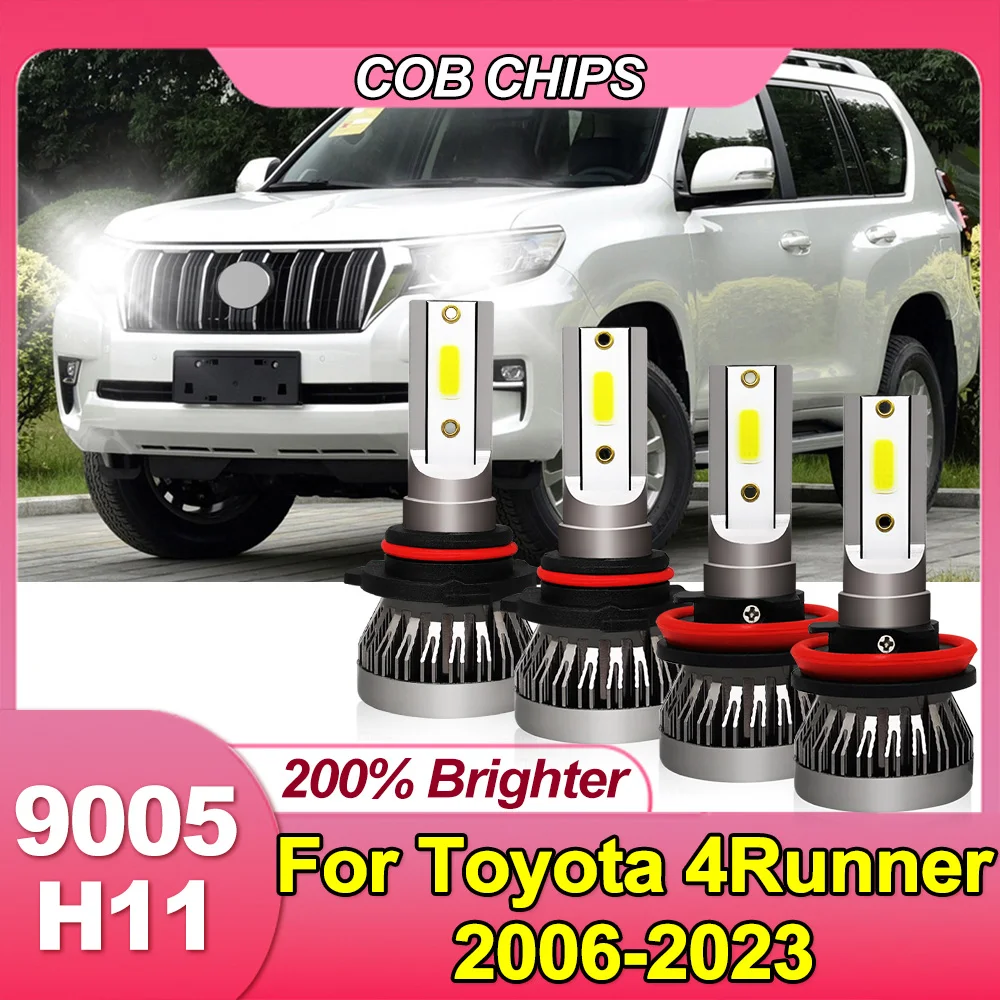 

For Toyota 4Runner 2006-2023 9005 HB3 H11 LED Headlight Hi&Lo Beam Bulbs Kit 20000LM NO FAN Design Light Bulbs