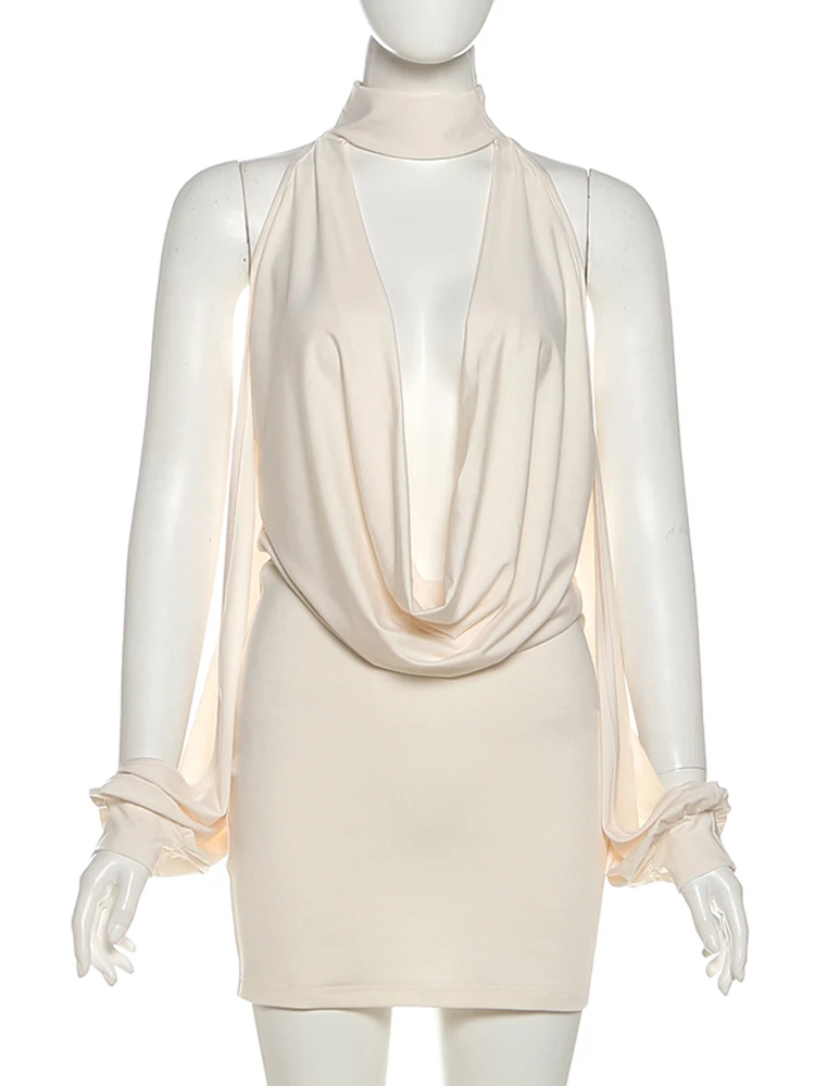 غريب سنور مثير سوينغ طوق فستان المرأة الجوف فانوس كم الرسن الاتجاه حفلة عيد ميلاد نادي تمتد الشارع الشهير Bodycon صغير