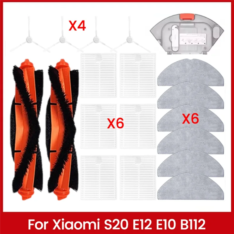 A84G-вакуумная щетка HEPA-фильтр, ткань для швабры и резервуар для воды 2 в 1, пылесборник для Xiaomi S20 E12 E10 B112, комплект аксессуаров