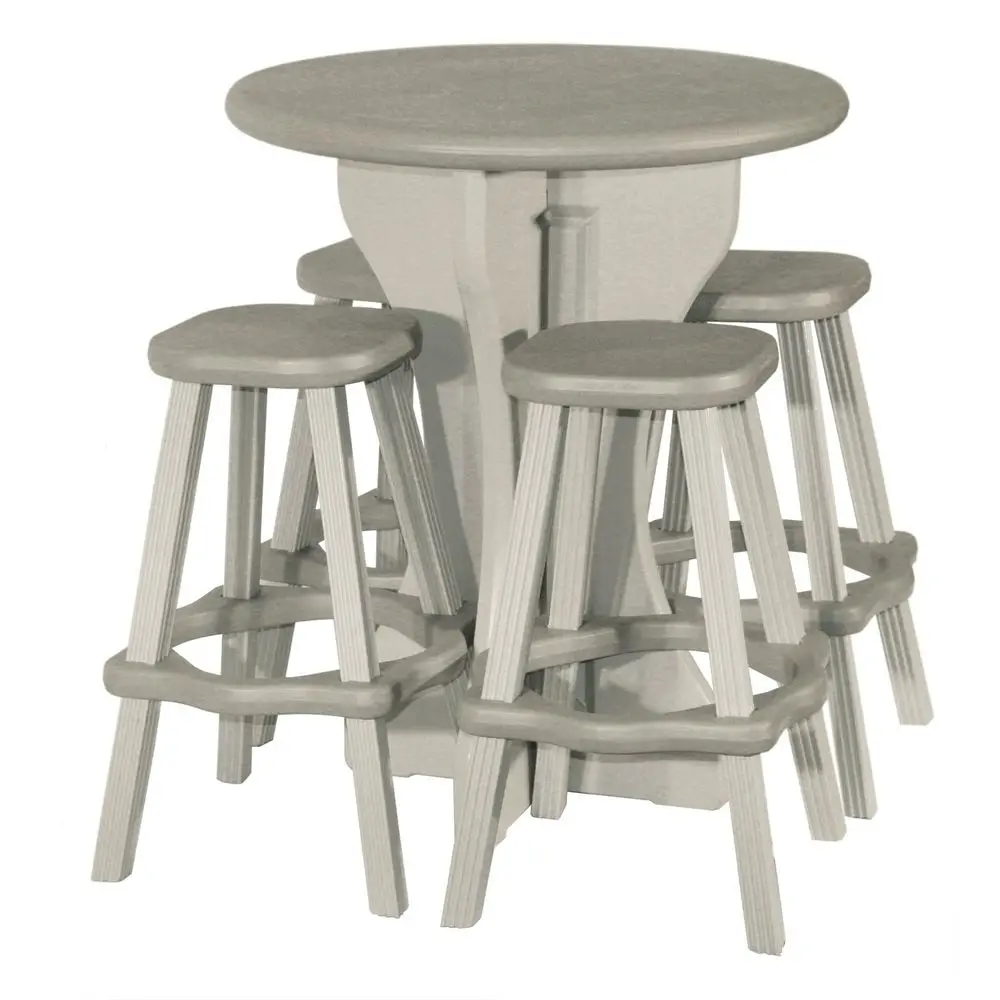 

Table Set with Four Barstools Warm Grey Base with Deep Grey Accents Perfect for Patio and Outdoor Spaces. Hardware Free Easy As