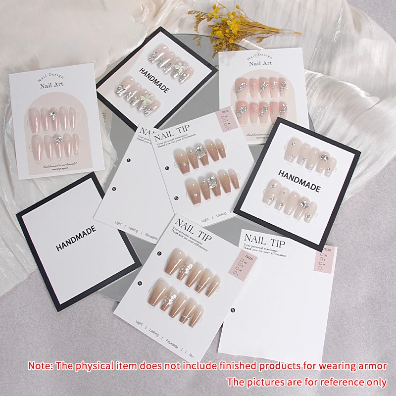 10Pcs Nail Display Cardboard Fake Nails Card Handmade For Press On Nails PhotographProps Manicure Sample Display Salon