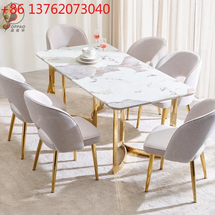Marble dining table light luxury modern simple living room household small apartment rectangular dining table