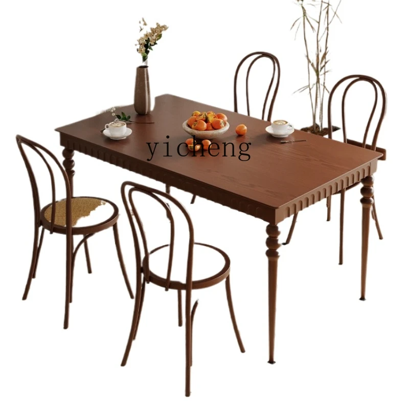 

Solid Wood Dining Table Modern Minimalist Living Room Small Apartment Dining Table Log Antique Desk