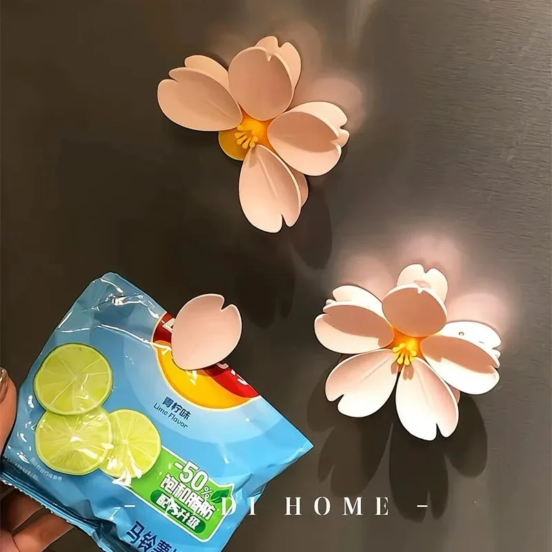 Sakura Magnetic Fridge Magnet Seal Clip Petal Sealing Clip Magnetic Fridge Sticker Snack Clip Flower Decoration Food Seal Clip
