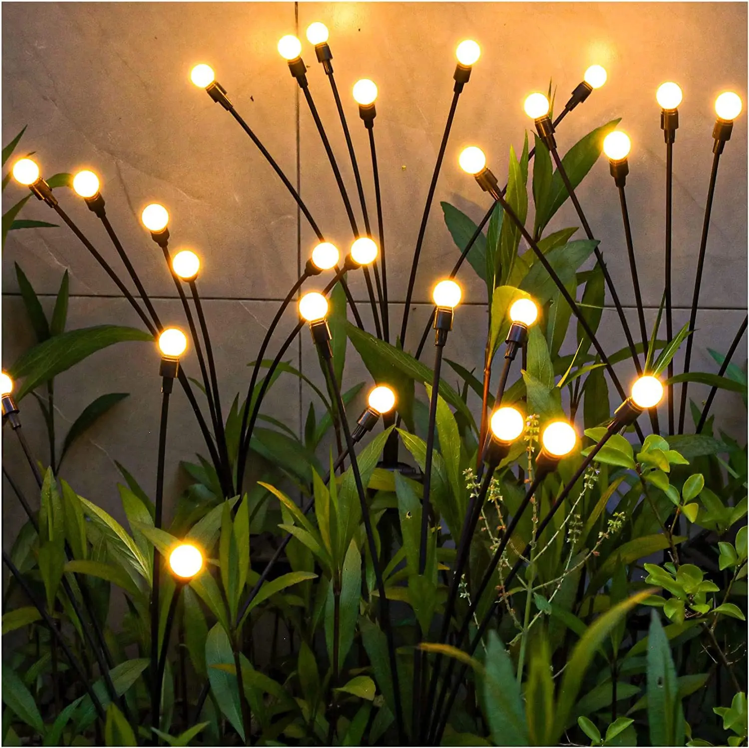 Imagem -02 - Solar Power Firefly Lights para Decoração de Jardim Exterior Impermeável Pátio Caminho Luz Quente 10led