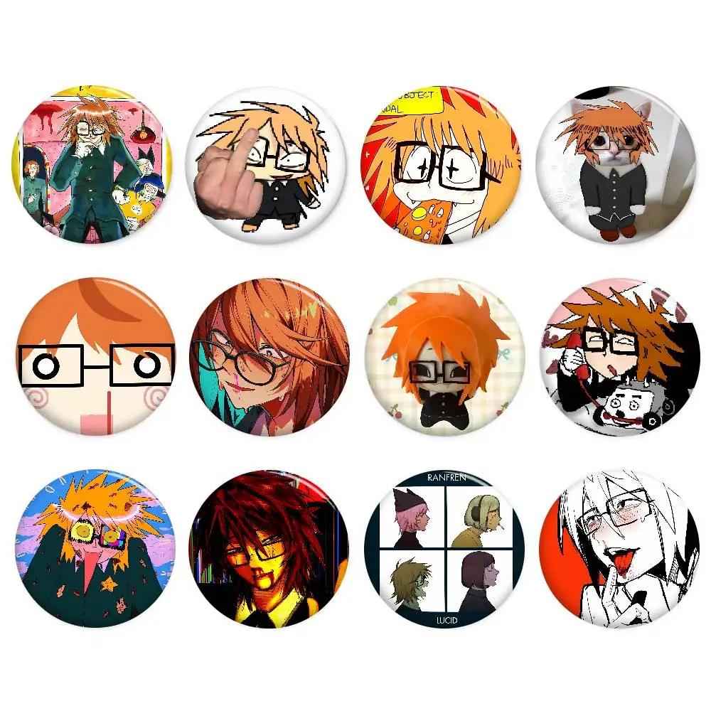 Ranfren Anime Tinplate Pin Button Custom Anime Role Old-school Brooch Cartoon Collar Badge Jewelry Gift Fans