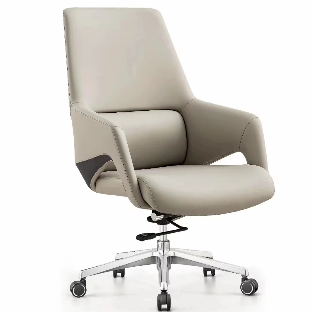 Luxury Leather Ergonomic Office Chair  Middle Chair Back 4 Colors Available with Waist Pillow